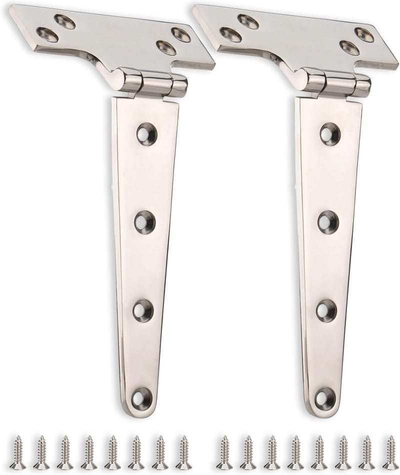 Turnirace 316 Stainless Steel 8 in x 4 in T Hinges, Marine Grade Heavy Duty Hinges with Screws for Hatch, Yacht, Gate, Door, Fence, Barn, Cabinets, Windows (2 Pack) - Image 1